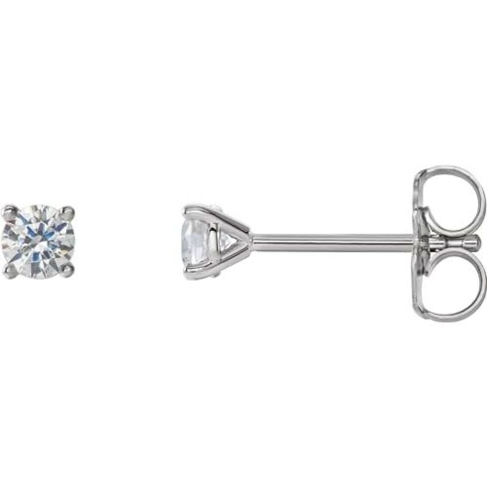 14k White 1/4 Ctw Lab-Grown Diamond 4-Prong Stud … - image 7
